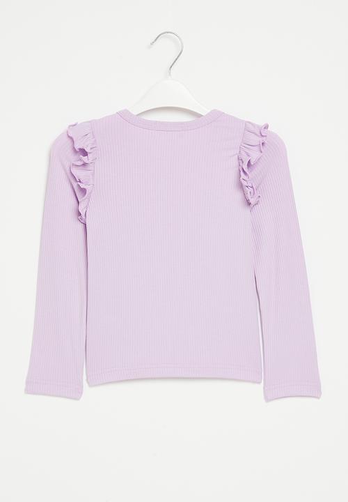 Superbalist - Frill detail rib tee - lilac