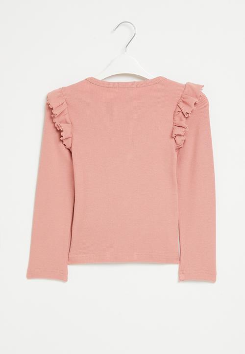 Superbalist - Frill detail rib tee - dusty ada