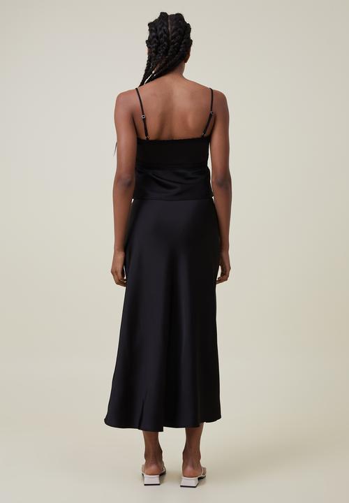 Cotton On - Satin maxi skirt - black