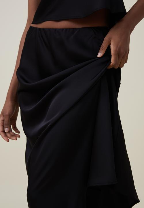 Cotton On - Satin maxi skirt - black