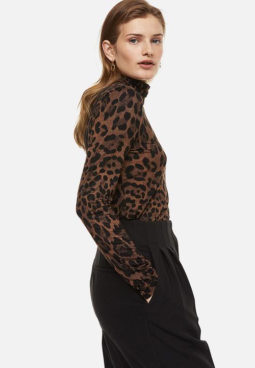 H&M - Polo-neck top - brown leopard print