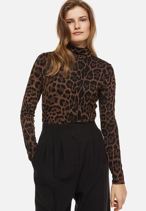 H&M - Polo-neck top - brown leopard print