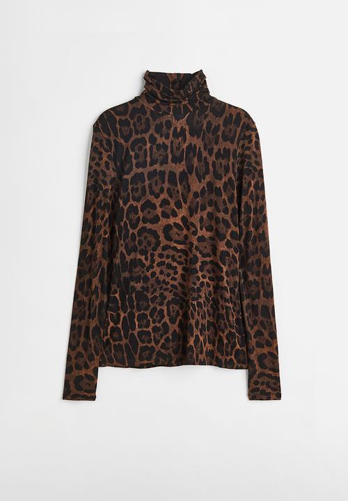 H&M - Polo-neck top - brown leopard print