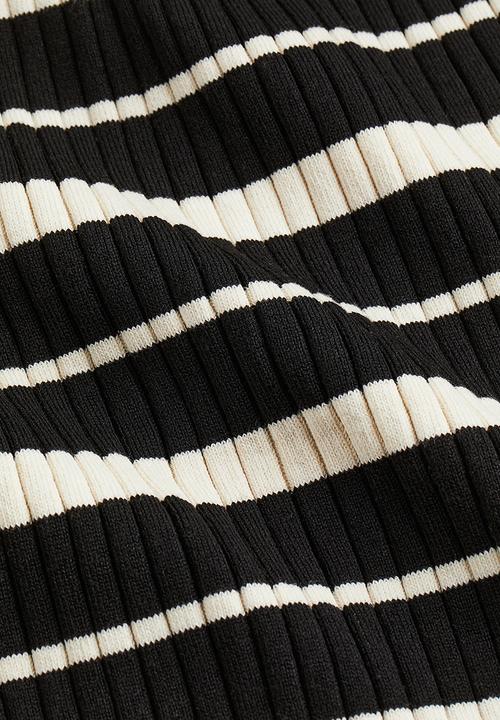 H&M - Rib-knit bodycon dress - black striped