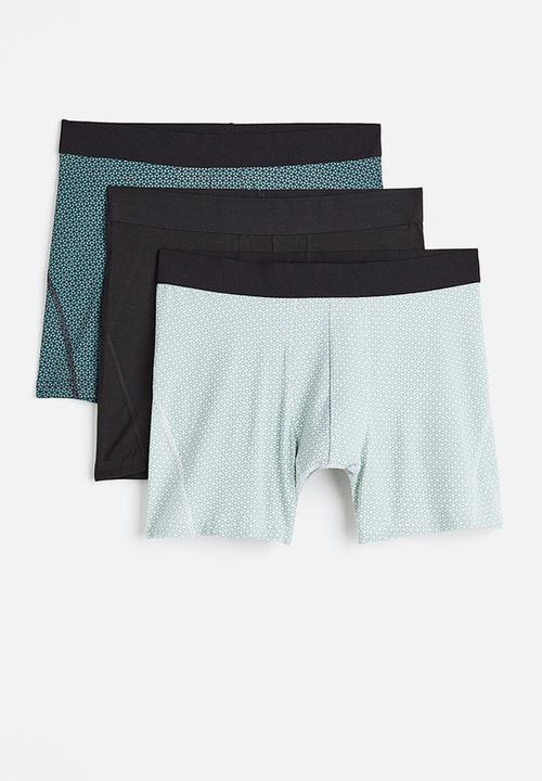 H&M - 3-pack xtra life™ cotton trunks - turquoise/patterned