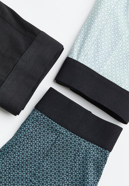 H&M - 3-pack xtra life™ cotton trunks - turquoise/patterned