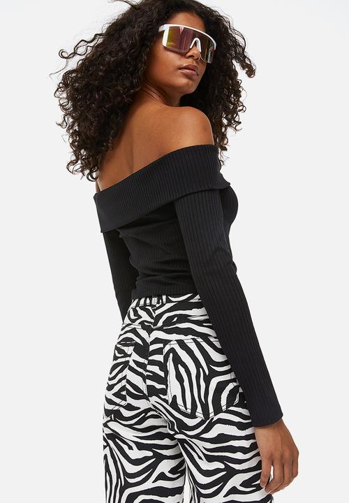 H&M - Off-the-shoulder ribbed top - black