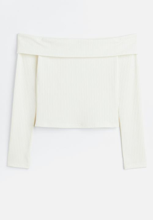 H&M - Off-the-shoulder ribbed top - cream