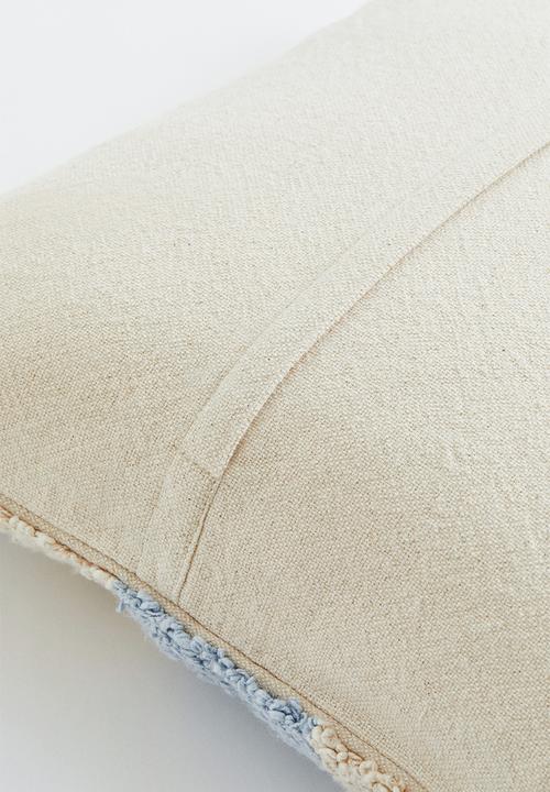 H&M - Tufted cotton cushion cover - light blue/checked