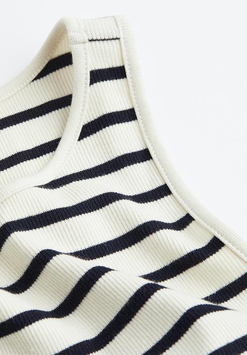 H&M - Ribbed vest top - white/black striped
