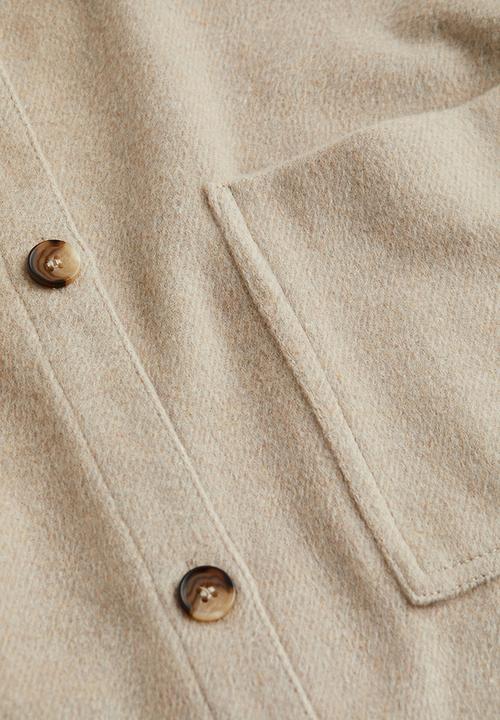 H&M - Fringe-trimmed shacket - greige