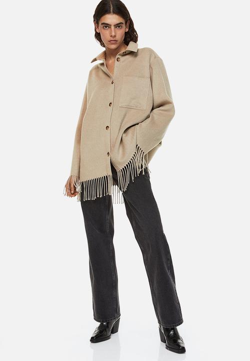 H&M - Fringe-trimmed shacket - greige