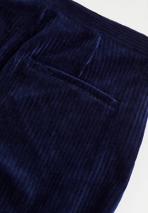 H&M - Ribbed velour trousers - dark blue
