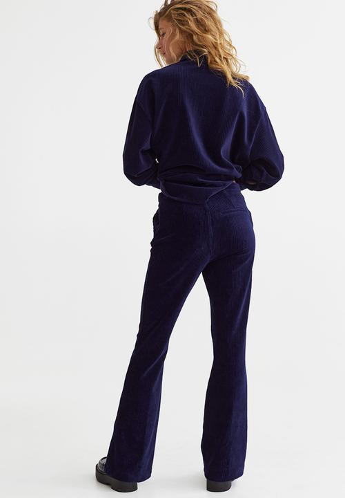 H&M - Ribbed velour trousers - dark blue