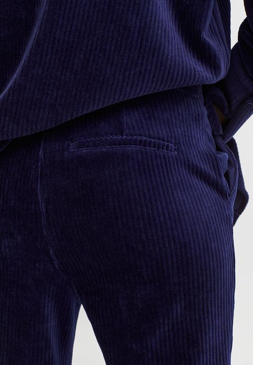 H&M - Ribbed velour trousers - dark blue