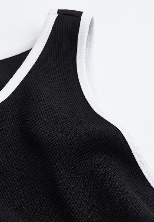 H&M - Ribbed vest top - black/white