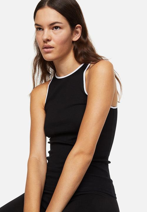 H&M - Ribbed vest top - black/white
