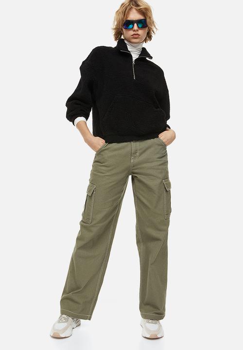 H&M - Zip-top teddy sweatshirt - black