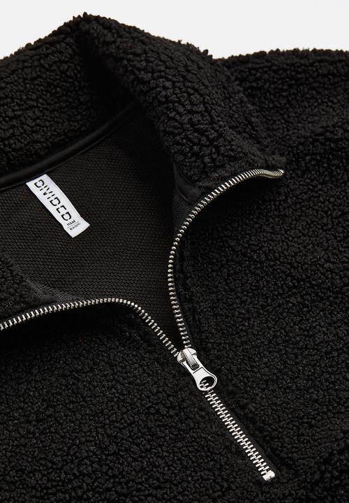 H&M - Zip-top teddy sweatshirt - black