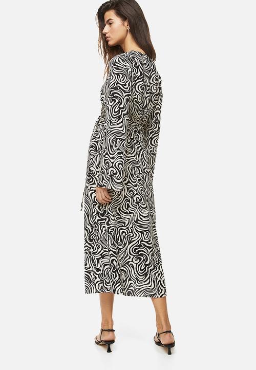 H&M - Crêpe wrap dress - black patterned