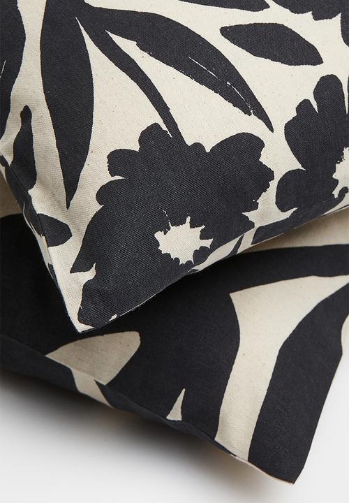 H&M - 2-pack cotton canvas cushion covers - dark grey/light beige