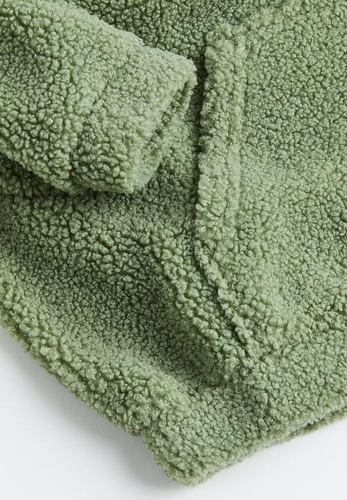 H&M - Zip-top teddy sweatshirt - khaki green