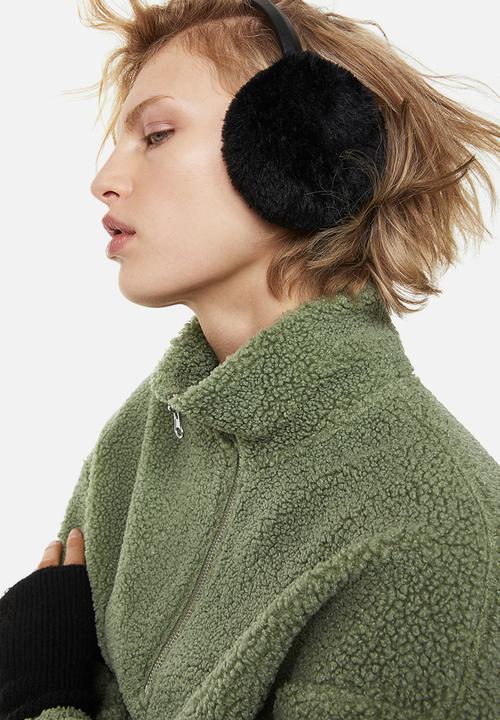 H&M - Zip-top teddy sweatshirt - khaki green