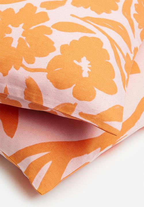 H&M - 2-pack cotton canvas cushion covers - pink/orange