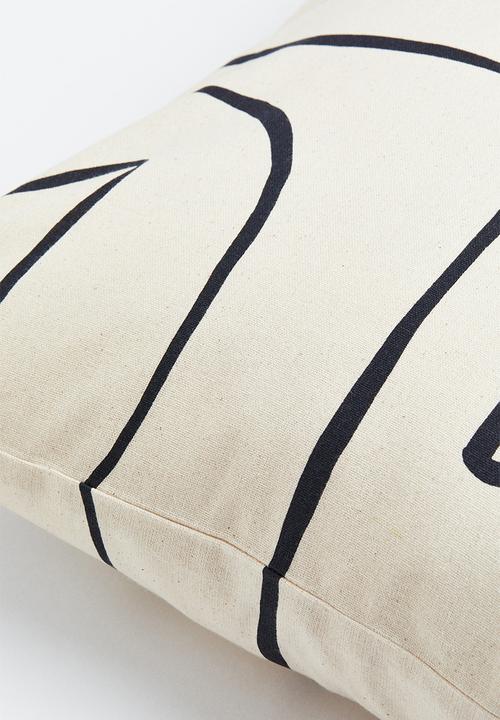 H&M - Cotton canvas cushion cover - natural white/patterned