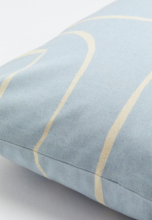H&M - Cotton canvas cushion cover - light blue/patterned