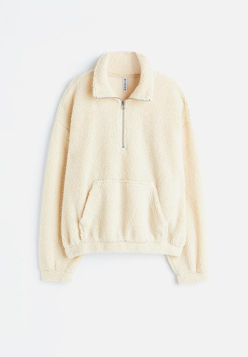 H&M - Zip-top teddy sweatshirt - cream