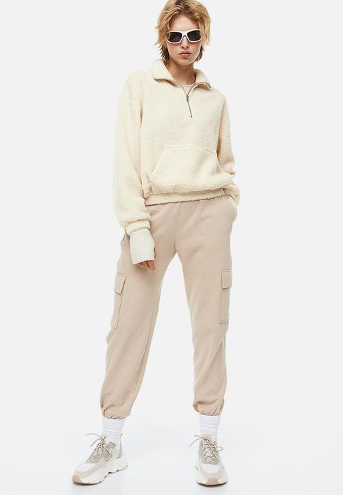 H&M - Zip-top teddy sweatshirt - cream