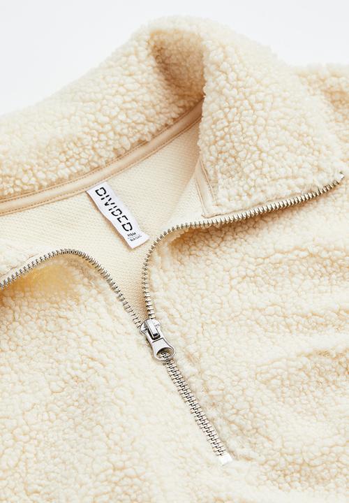 H&M - Zip-top teddy sweatshirt - cream