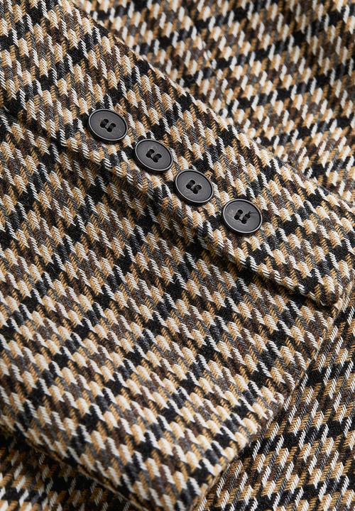 H&M - Oversized belted jacket - beige/checked