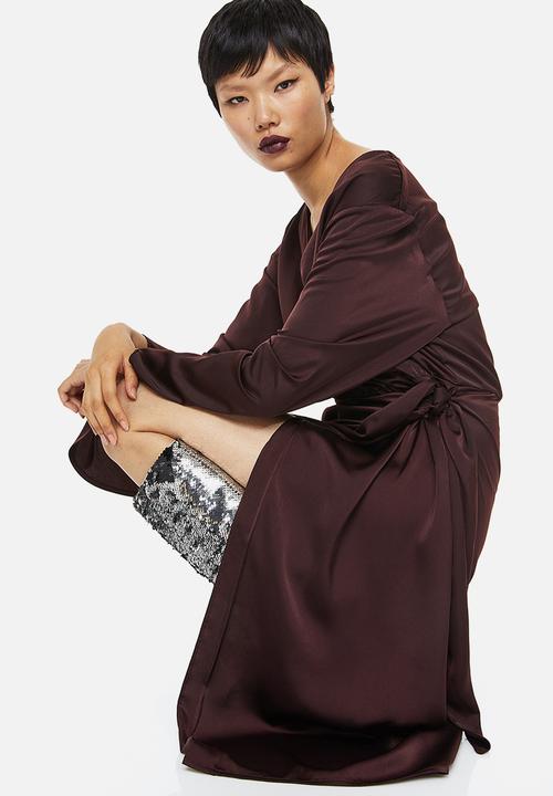 H&M - Satin wrap dress - burgundy