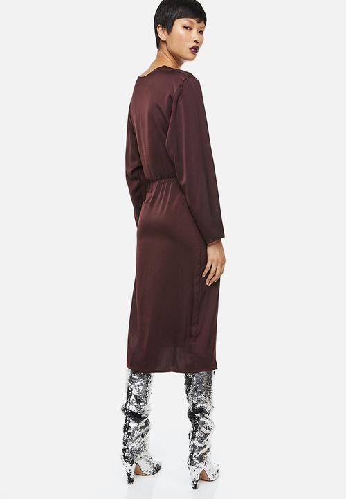 H&M - Satin wrap dress - burgundy