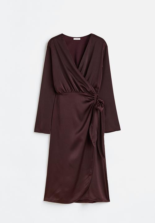 H&M - Satin wrap dress - burgundy