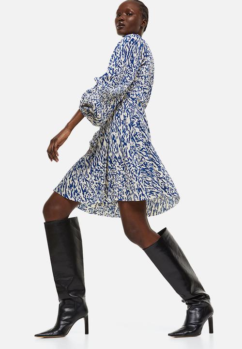 H&M - Pleated wrapover dress - blue/patterned