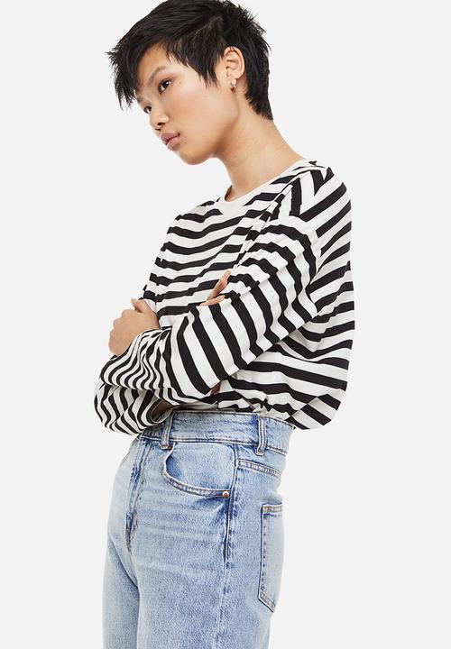 H&M - Long-sleeved jersey top - black/striped