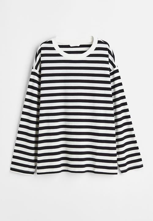 H&M - Long-sleeved jersey top - black/striped