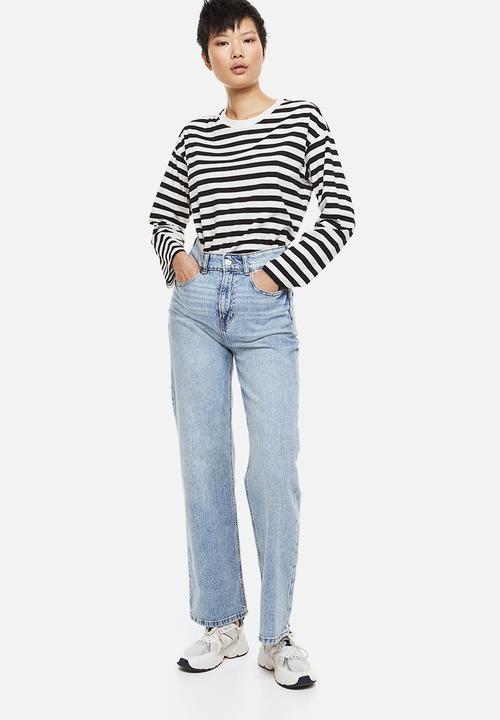 H&M - Long-sleeved jersey top - black/striped
