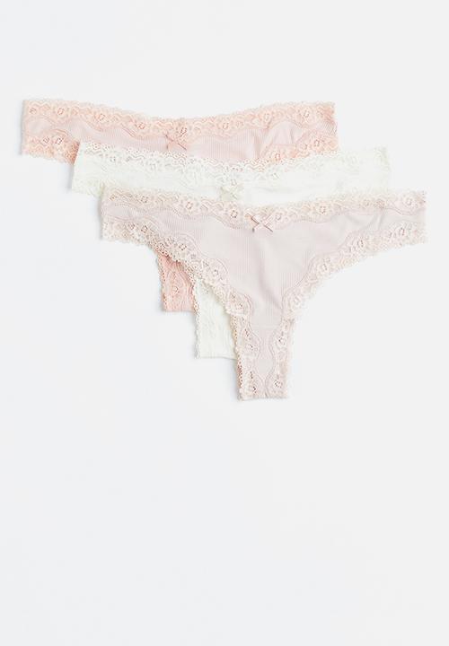 H&M - 3-pack brazilian briefs - light pink/light beige