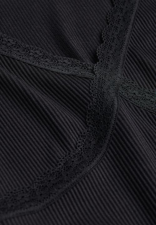 H&M - Lace-trimmed ribbed dress - black