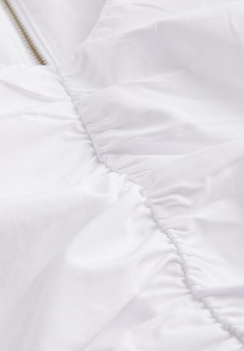 H&M - Gathered puff-sleeved top - white