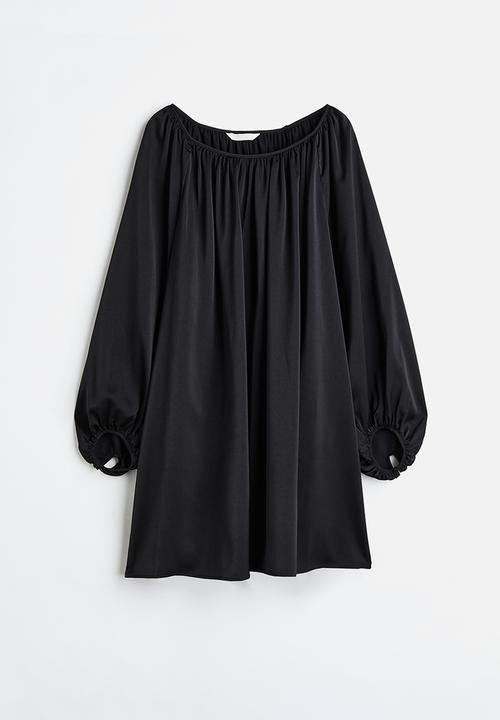 H&M - Balloon-sleeved crêpe dress - black