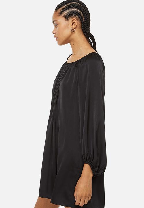 H&M - Balloon-sleeved crêpe dress - black