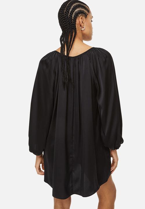 H&M - Balloon-sleeved crêpe dress - black