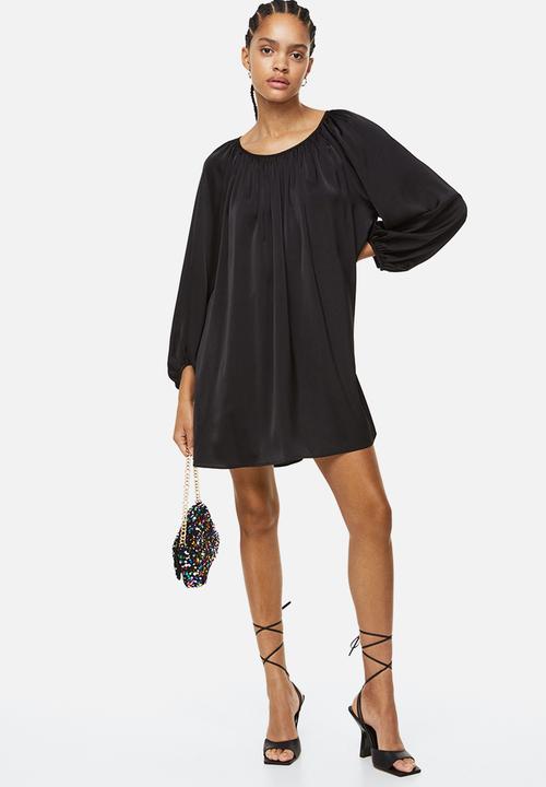 H&M - Balloon-sleeved crêpe dress - black