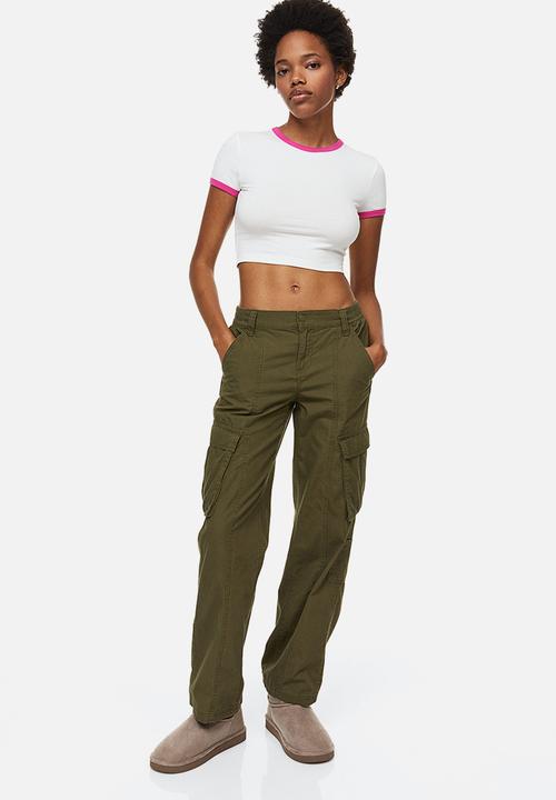 H&M - 2-Pack cropped tops - cerise/white