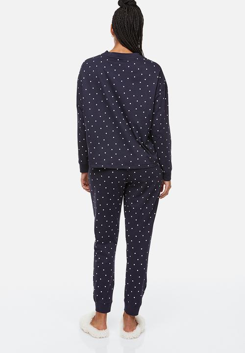 H&M - Patterned jersey pyjamas - dark blue/spotted